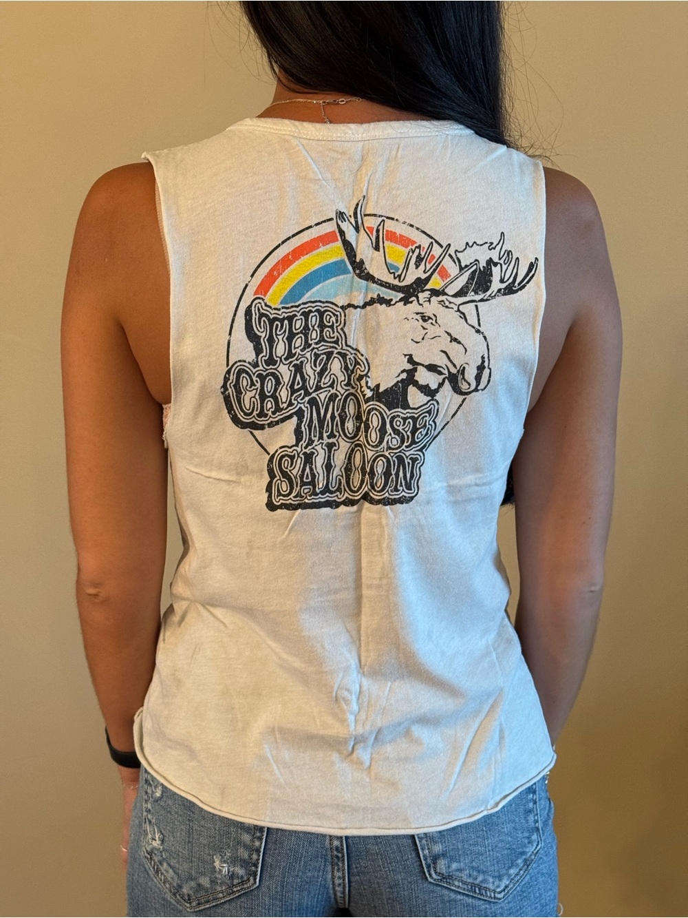 Women's Bone Colored Graphic Tank Top